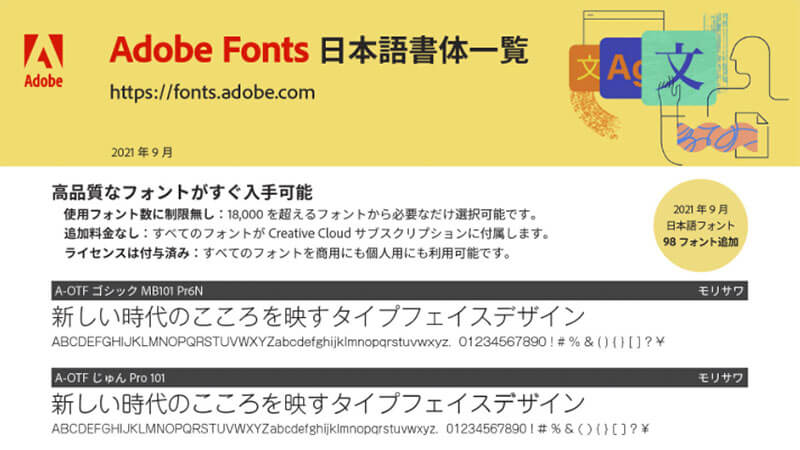 Adobe日本語フォント一覧